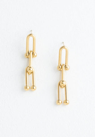 U Link Chain Gold Earrings