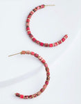 Crimson Beaded Hoops