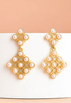 Pearl and Zircon Lattice Earrings