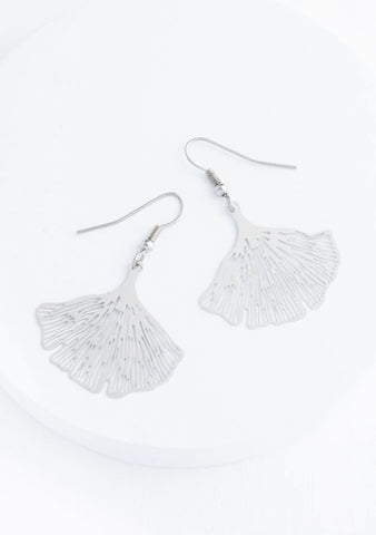 Ginkgo Silver Leaf Earrings