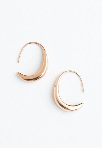 Crescent Moon Drop Earrings in Rose Gold