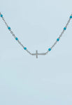 Blue and Silver Cross Bracelet