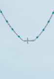 Blue and Silver Cross Bracelet