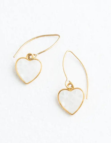 Azure Mother of Pearl Heart Earrings