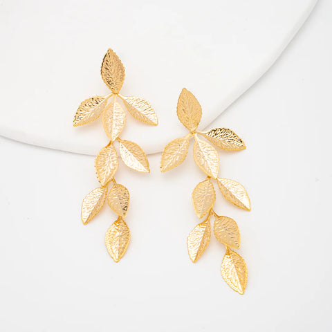 Golden Cascade Leaf Earrings