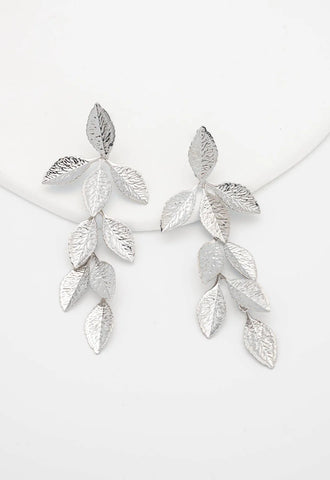 Cascade Leaf Earrings in Platinum