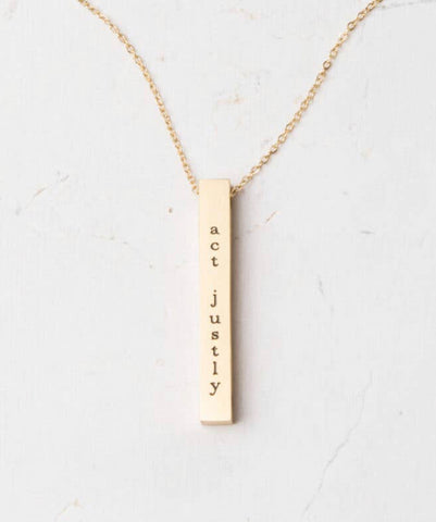 Gold or Silver Justice Bar Necklace
