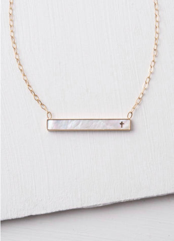 Lenore Mother of Pearl Cross Bar Necklace