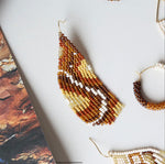 Brown Moth Beaded Earrings
