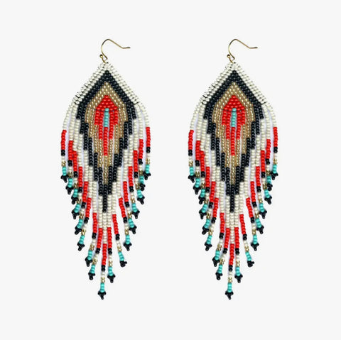 Punta Red Embera Beaded Earrings