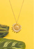 Golden Sunflower Pendant Necklace