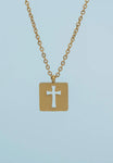 Axis Gold Square Cross Necklace