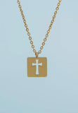 Axis Gold Square Cross Necklace