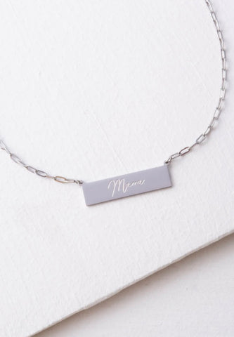 Mama Silver Bar Necklace
