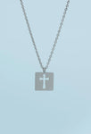 Axis Silver Square Cross Necklace