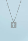 Axis Silver Square Cross Necklace