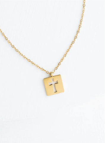 Axis Gold Square Cross Necklace
