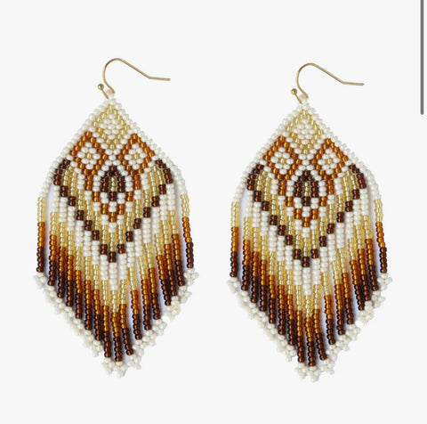 Brown Rooted Beaded Earrings