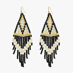 Empire Black & Gold Beaded Earrings