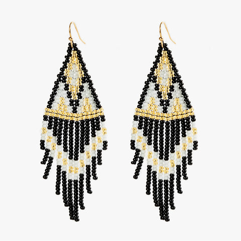 Empire Black & Gold Beaded Earrings