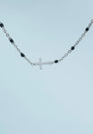 Black and Silver Cross Bracelet