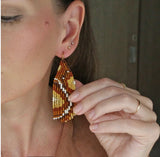 Brown Moth Beaded Earrings