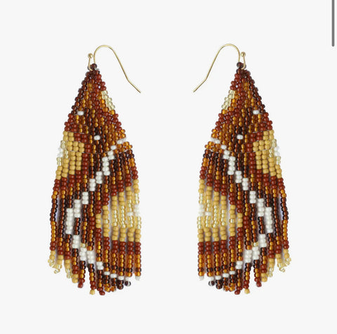Brown Moth Beaded Earrings